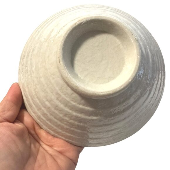 Blue Floral Ceramic Footed White Rice Bowl Matcha Chawan Tea Ceremonial Vessel - Picture 4 of 10